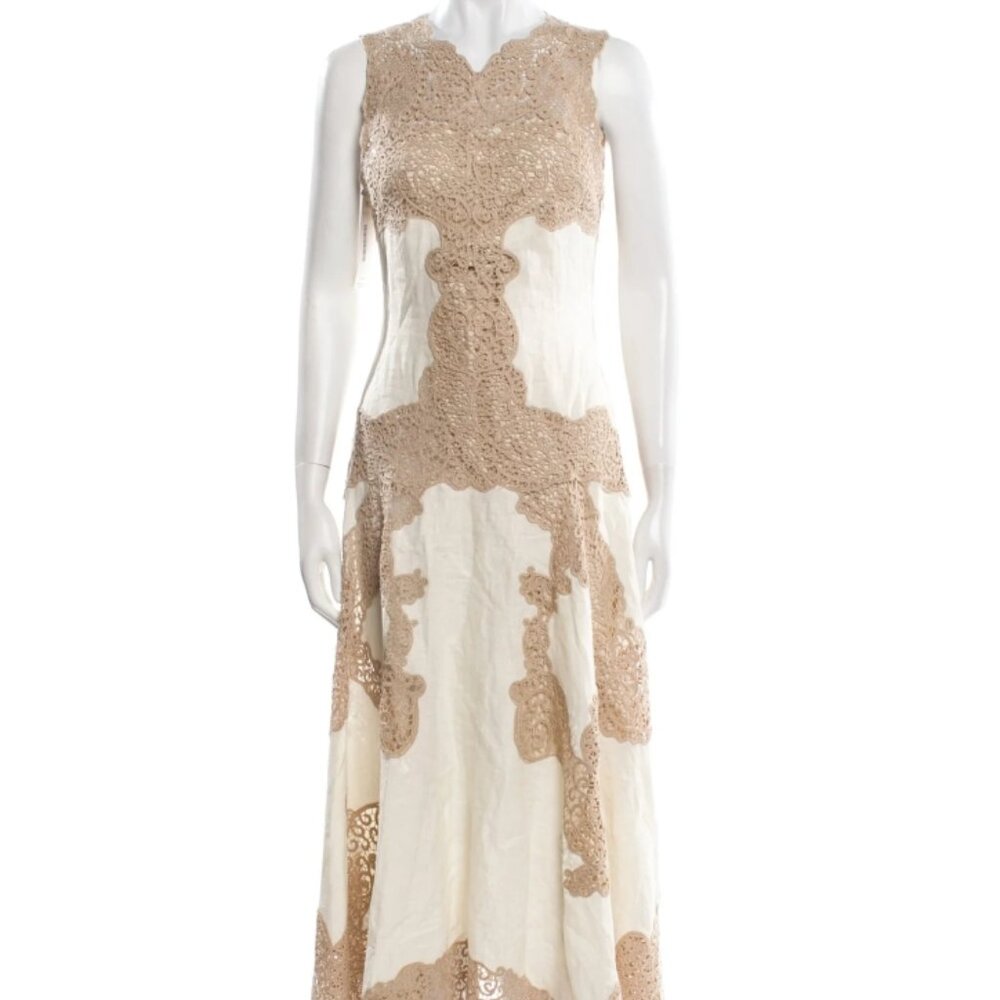 NWOT ULLA JOHNSON Arlette Handkerchief Midi Linen Dress in Travertine S $2,050 - Picture 7 of 12